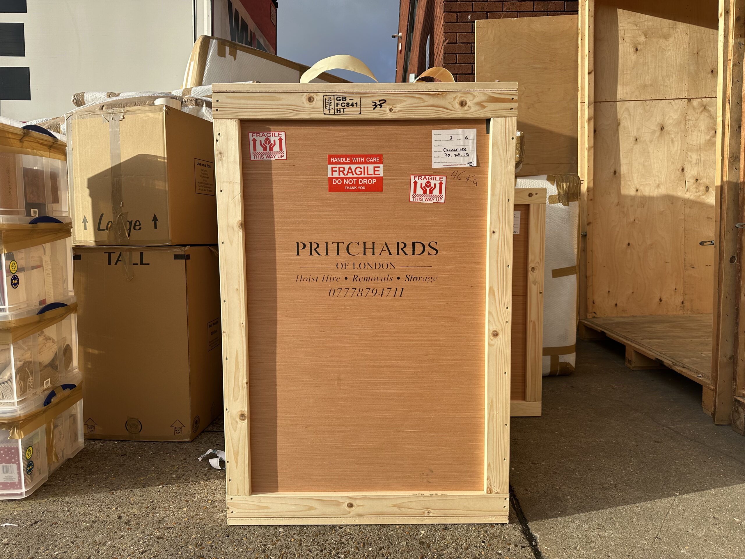 Pritchards wooden crate for storage